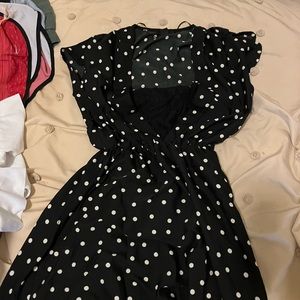 Cute polkadot dress with lace peekaboo top